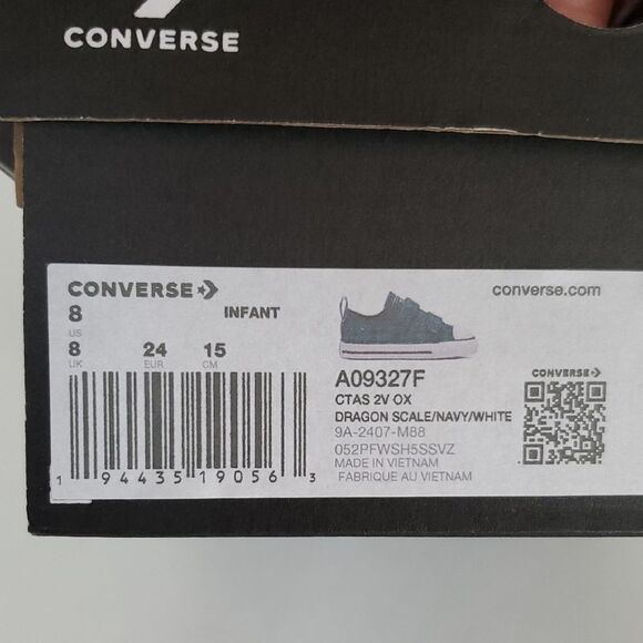 Converse Infant/Toddler CTAS 2V OX Green Plaid Low Top Shoes Size 8 NIB - Picture 10 of 10